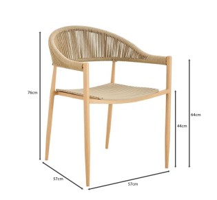 MALTA Armchair Stackable / Metal Natural - PP & UV Beige - Rope Wicker Natural
