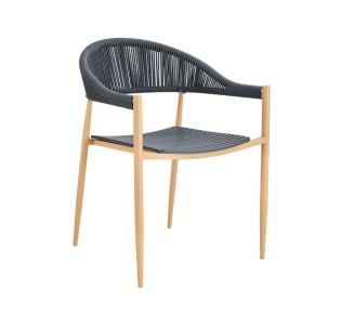 MALTA Armchair / Metal Natural - PP & UV Grey - Rope Wicker Grey
