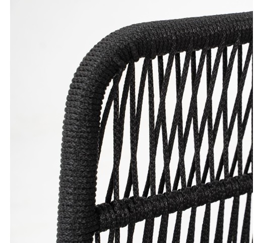 MARK Set Σαλόνι Κήπου 4τμχ / Acacia Φυσικό - Rope Wicker Μαύρο - Μαξιλάρια Μπεζ