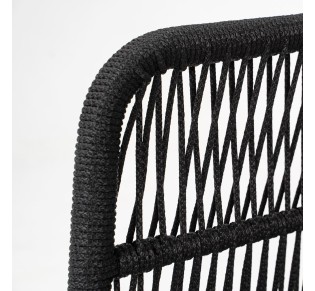 MARK Set 4pcs / Acacia Natural - Rope Wicker Black - Cushions Beige