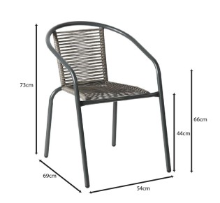 MIKA Armchair / Metal Anthracite - PE Rattan Grey