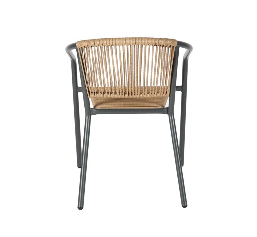 PATTY Armchair / Metal Anthracite - PE Rattan Natural