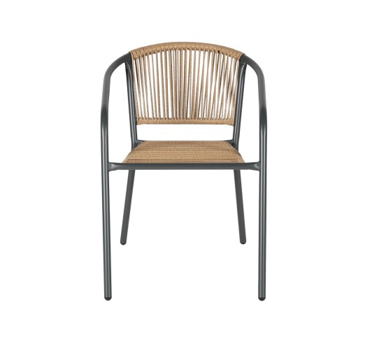PATTY Armchair / Metal Anthracite - PE Rattan Natural