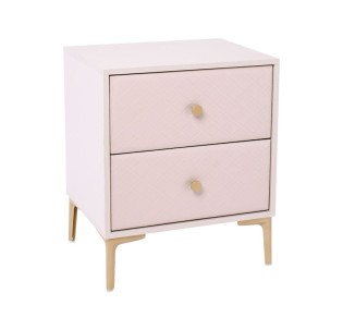 LANA Bedside table with 2-Drawers 50x40x60cm Ecru front Quilted PU