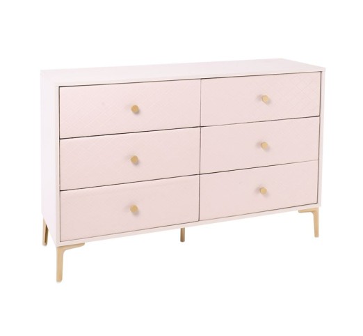 LANA Συρταριέρα με 6 Συρτάρια 120x40x80cm / Απόχρωση Εκρού με πρόσοψη PU Καπιτονέ
