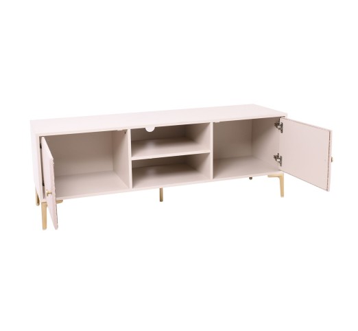 LANA Έπιπλο TV 140x40x50cm / Απόχρωση Εκρού με πρόσοψη PU Καπιτονέ