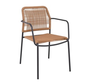 LUIGI Armchair / Metal Anthracite - Rope Wicker Natural
