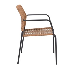 LUIGI Armchair / Metal Anthracite - Rope Wicker Natural