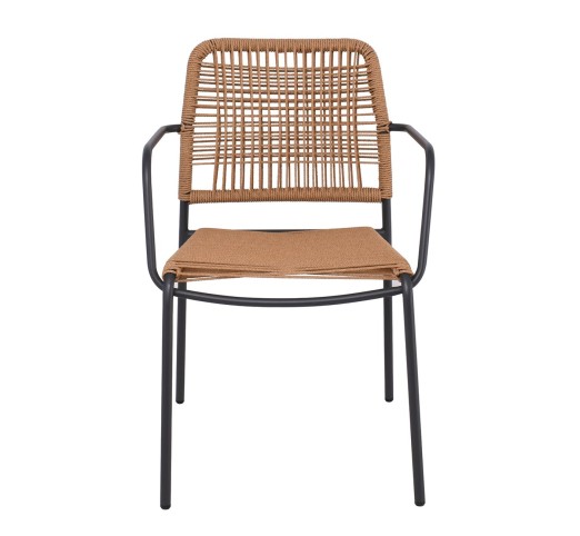 LUIGI Armchair / Metal Anthracite - Rope Wicker Natural