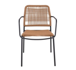 LUIGI Armchair / Metal Anthracite - Rope Wicker Natural