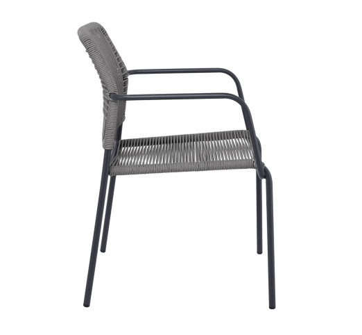 LUIGI Armchair / Metal Anthracite - Rope Wicker Grey
