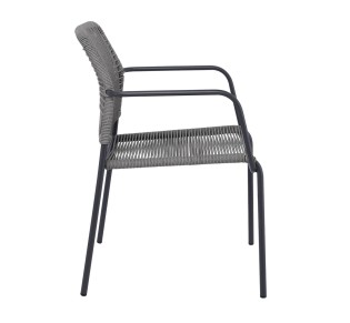 LUIGI Armchair / Metal Anthracite - Rope Wicker Grey