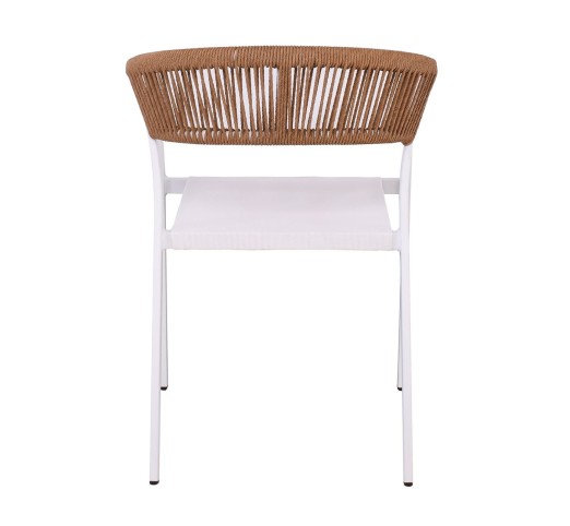 PARMA Outdoor Armchair Stackable / ALU White - Rope Wicker Natural - Textilene White