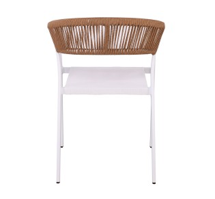PARMA Outdoor Armchair Stackable / ALU White - Rope Wicker Natural - Textilene White