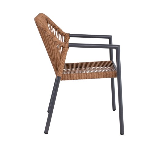 DINA Armchair Stackable / ALU Anthracite - Rope Wicker Natural