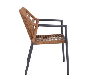 DINA Armchair Stackable / ALU Anthracite - Rope Wicker Natural