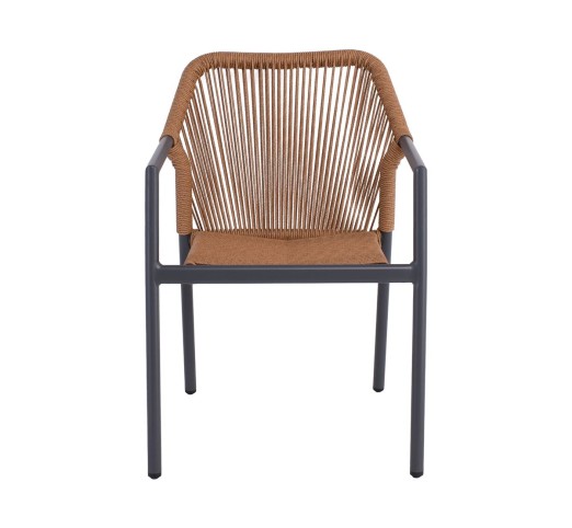 DINA Armchair Stackable / ALU Anthracite - Rope Wicker Natural