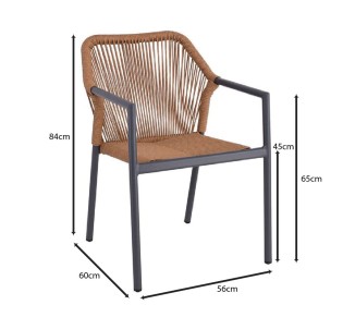 DINA Armchair Stackable / ALU Anthracite - Rope Wicker Natural