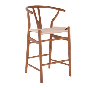 LIMA Σκαμπό BAR - κάθισμα H67cm / Ξύλο Οξιά - Καρυδί - Κάθισμα Paper Rope Φυσικό