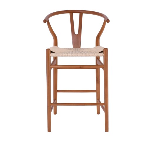 LIMA Σκαμπό BAR - κάθισμα H67cm / Ξύλο Οξιά - Καρυδί - Κάθισμα Paper Rope Φυσικό