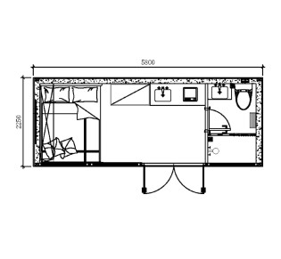 APPLE Cabin Capsule house 13m2 - 580x225x245cm