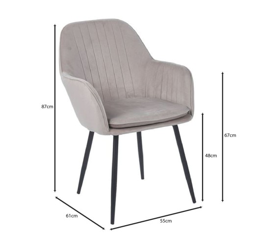 VALERY Armchair / Metal Black & Fabric - Velure Cappuccino