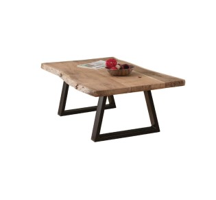 LIZARD-W Slim Τραπέζι Σαλονιού Καθιστικού 115x65cm / Μέταλλο Βαφή Μαύρο - Ξύλο Ακακία Φυσικό 2