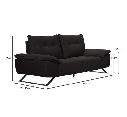 SELENA 2-Seater Sofa / Anthracite Fabric