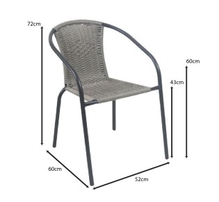 BALENO-W Armchair / Metal Black - Mixed Grey Wicker