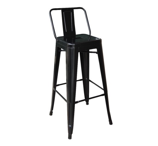 RELIX Σκαμπό Bar με Πλάτη - Ύψος καθίσματος 66cm / Μέταλλο Βαφή Μαύρο