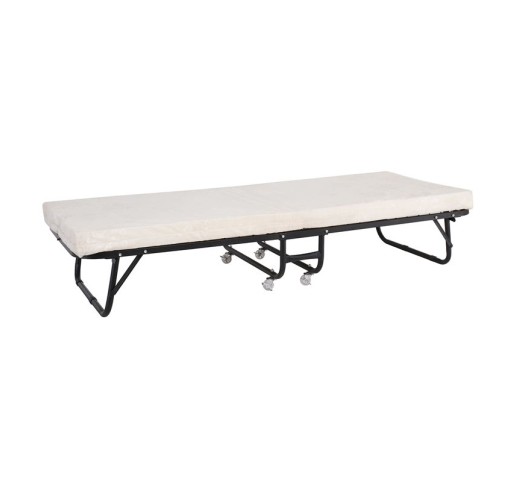 SPAN Κρεβάτι Πτυσσόμενο Βοηθητικό 76x190x38cm / Μέταλλο Βαφή Μαύρο - Στρώμα 8cm foam