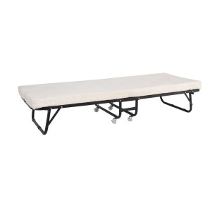 SPAN Κρεβάτι Πτυσσόμενο Βοηθητικό 76x190x38cm / Μέταλλο Βαφή Μαύρο - Στρώμα 8cm foam