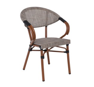 COSTA Armchair / ALU Walnut - Textilene Beige