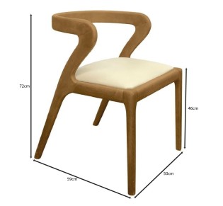 AVERY Chair Natural / Wood - Natural Colour & PU Cream