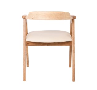 SELVA Armchair / Wood - Natural Colour & PU Cream