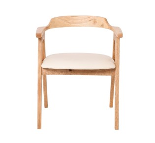 SELVA Armchair / Wood - Natural Colour & PU Cream