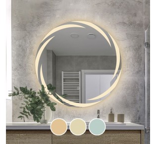 LED-1 Καθρέπτης Τοίχου Φωτιζόμενος Ø80cm Αφής με 3 επιλογές εναλλαγής χρωμάτων