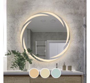 LED-1 Καθρέπτης Τοίχου Φωτιζόμενος Ø80cm Αφής με 3 επιλογές εναλλαγής χρωμάτων