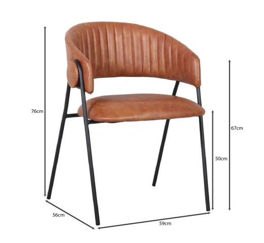 ALFRED Armchair / Black Metal - PU Camel