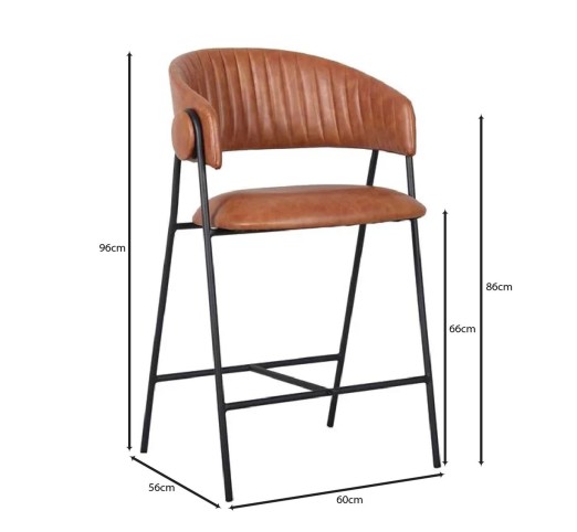 ALFRED Bar Stool / Black Metal - PU Camel