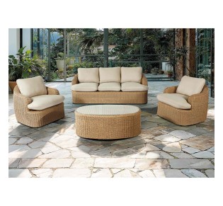 CHICAGO 4pcs Set / ALU - Wicker Natural - Cushions Beige