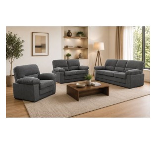 VEGAS Sofa 3pcs Set / Dark Grey - Corduroy Fabric