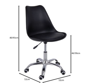 MARTIN-W Office Chair - Assembled Cushion / PP & PU Black