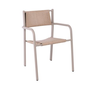 DENVER Πολυθρόνα Dining Στοιβαζόμενη / Αλουμίνιο - Rope Wicker Μπεζ 2