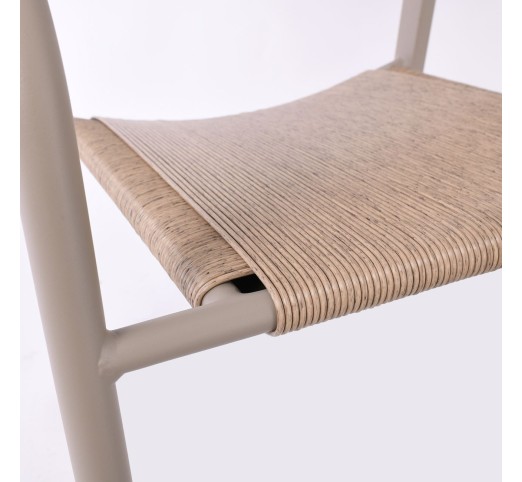 DENVER Πολυθρόνα Dining Στοιβαζόμενη / Αλουμίνιο - Rope Wicker Μπεζ