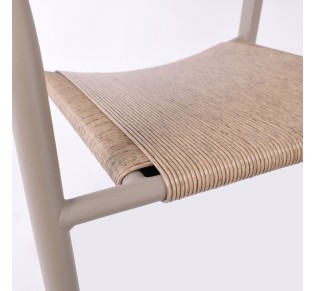 DENVER Πολυθρόνα Dining Στοιβαζόμενη / Αλουμίνιο - Rope Wicker Μπεζ