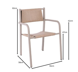 DENVER Armchair Stackable / ALU - Rope Wicker Beige