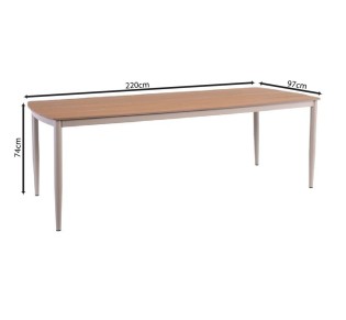 DENVER Table 220x97cm / ALU Beige - Polywood Natural