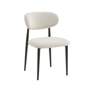POINT Chair / Black Metal - Teddy White Fabric