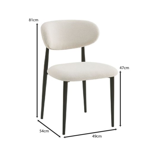 POINT Chair / Black Metal - Teddy White Fabric